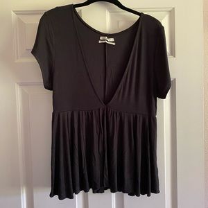 Brand new black short sleeve with deep v neck